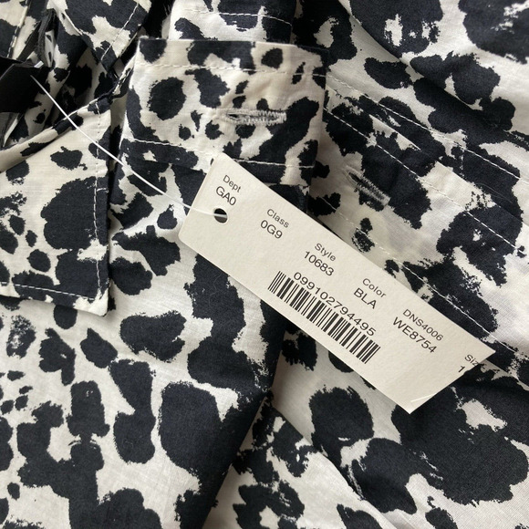 J‎ Crew Women's Black Snow Leopard Boy Shirt Size 10 Classic Cut Animal Print - Picture 7 of 15